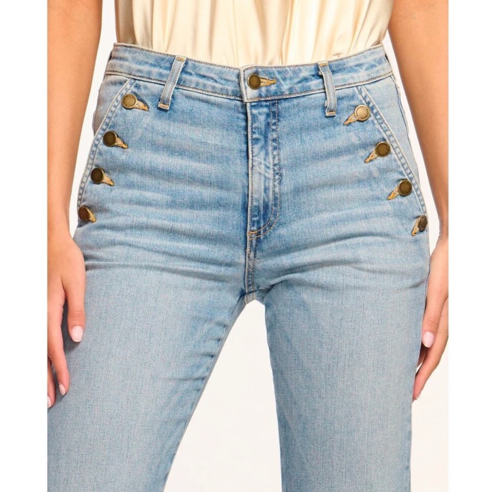 Ramy Brook Light Wash Blue High-Rise Flared Jeans - Picture 4 of 7